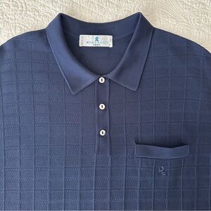 Maison Montagut Paris Men's Navy Polo Golf Shirt Made in France XXL Textured